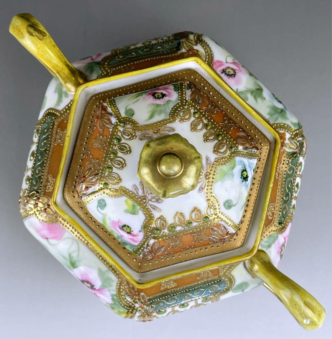 【希少】オールドノリタケ 約２４cm ポピー紋ジュエル付 ビスケットジャー