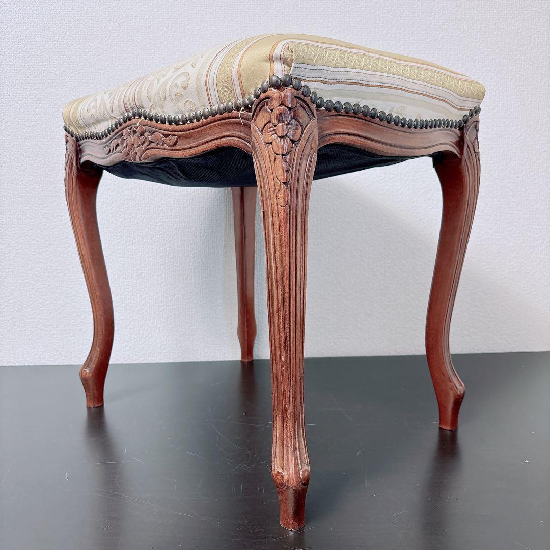 アンティーク調 猫脚スツール 彫刻 椅子 ロココ調 ローラアシュレイ風 姫家具