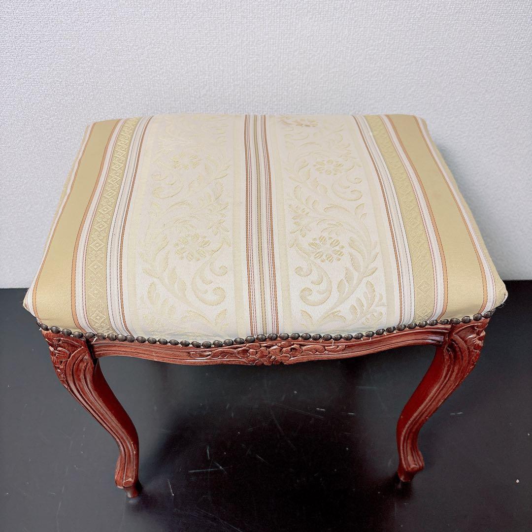 アンティーク調 猫脚スツール 彫刻 椅子 ロココ調 ローラアシュレイ風 姫家具