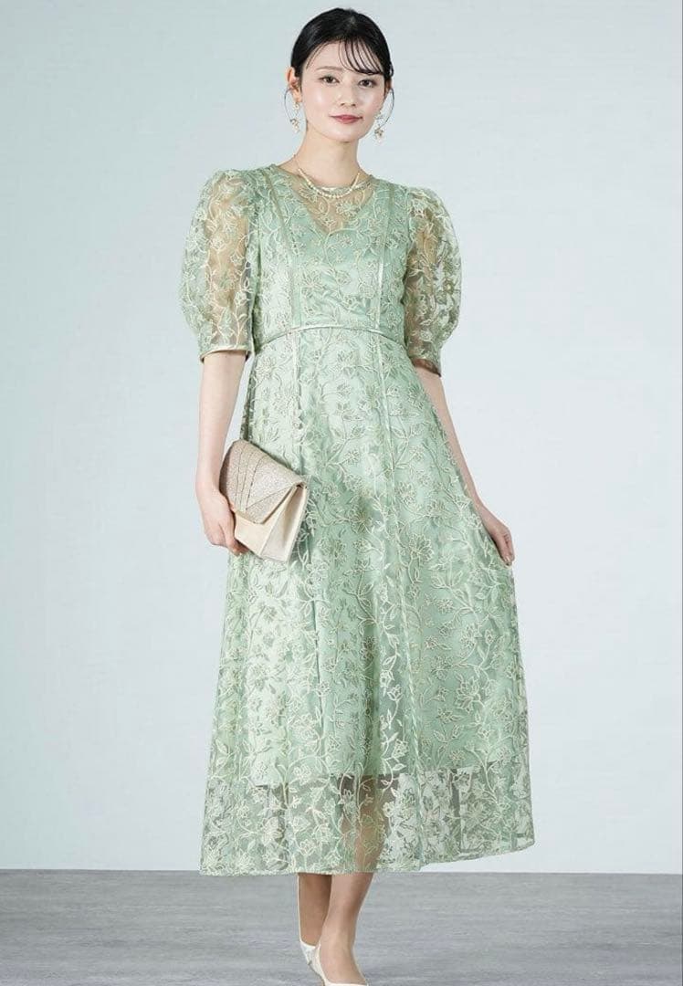 Lily Brown(リリーブラウン) チュール刺繍ドレス サイズ1 ミント