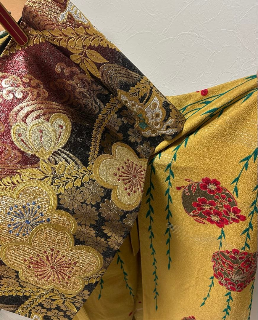 豪華新品西陣織袋帯付き　正絹振袖フルセットお探しの方に！！アースカラー　成人式