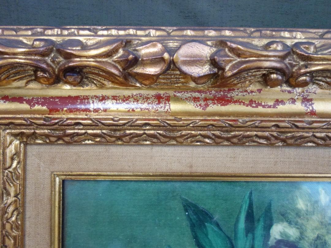 M▽エドゥアール・マネ 油彩 レプリカ 複製画 額縁 花瓶の芍薬 (37919)