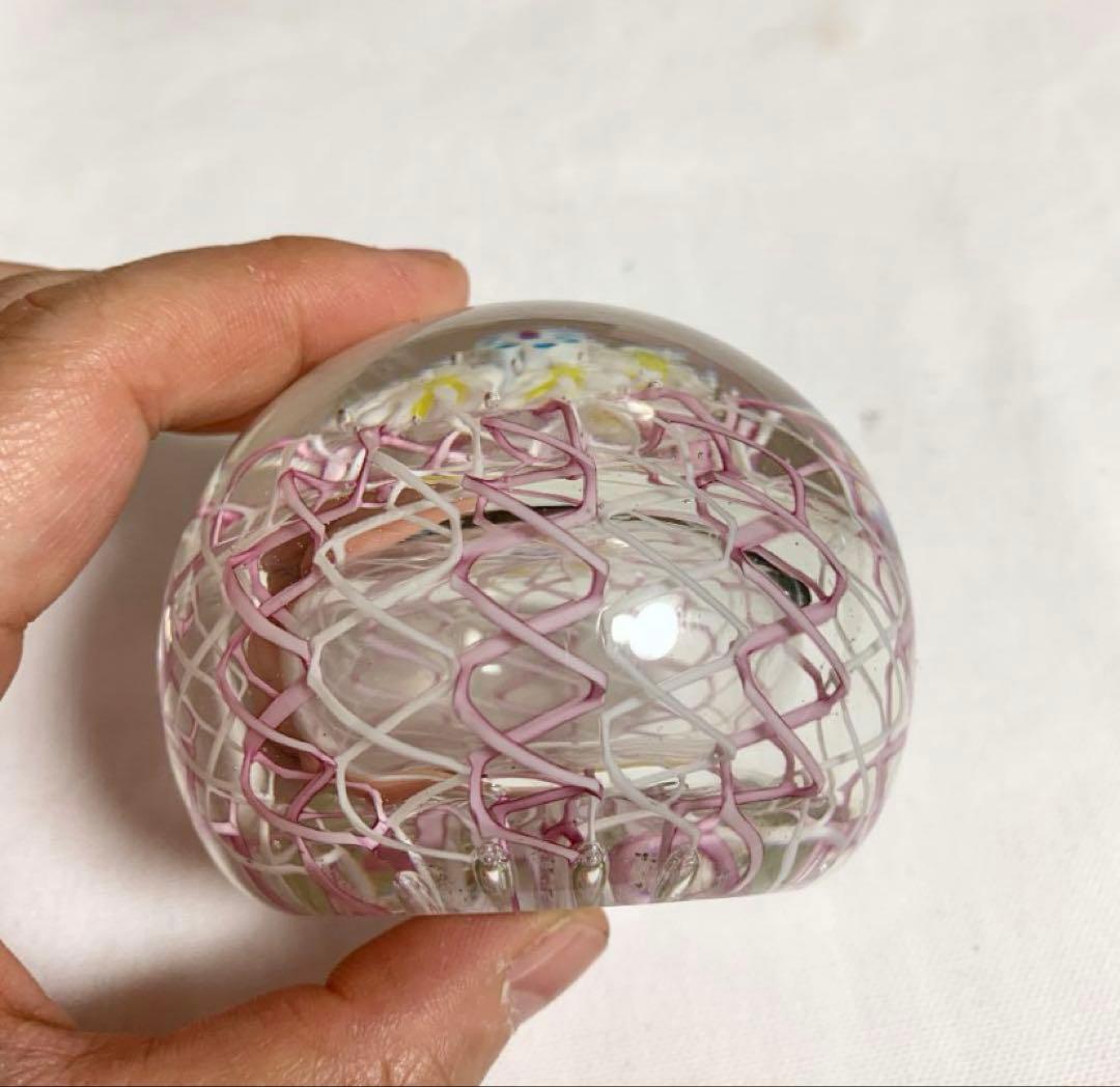 ムラノ社製　ガラスペーパーウェイト　ミルフィオリ　文鎮　クリスタル　ベネチアン