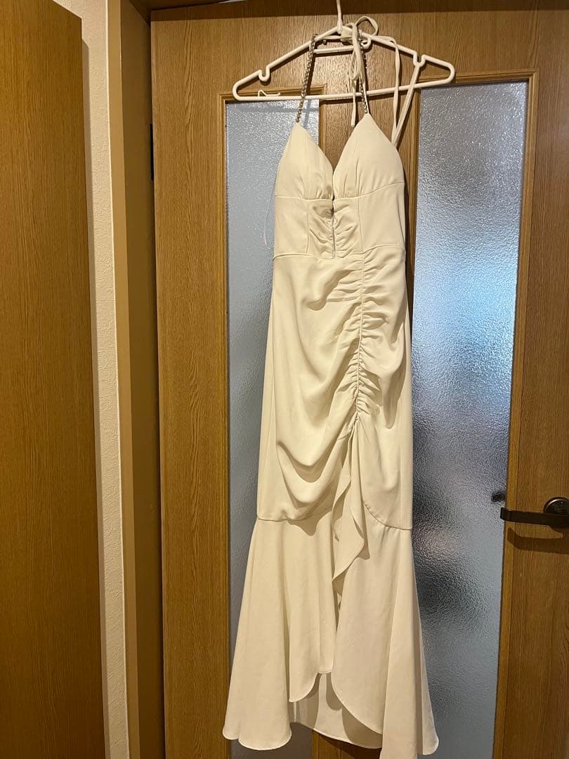 美品ラメ/ フリル/ スリット/ キャミ/ ロングドレス/ キャバドレス