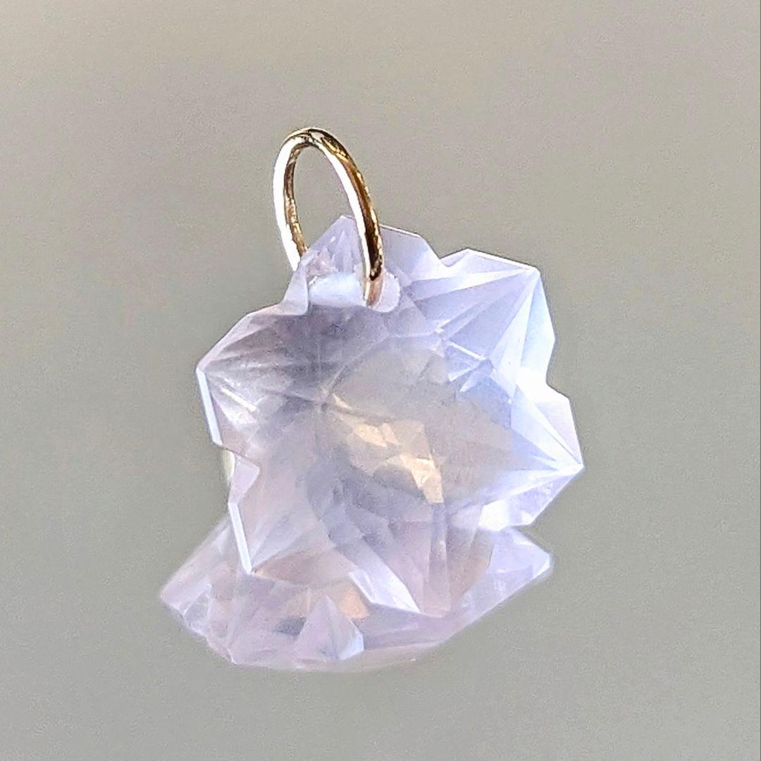 ♢六花♢K18 ローズクォーツ 3.9ct チャーム ペンダントトップ