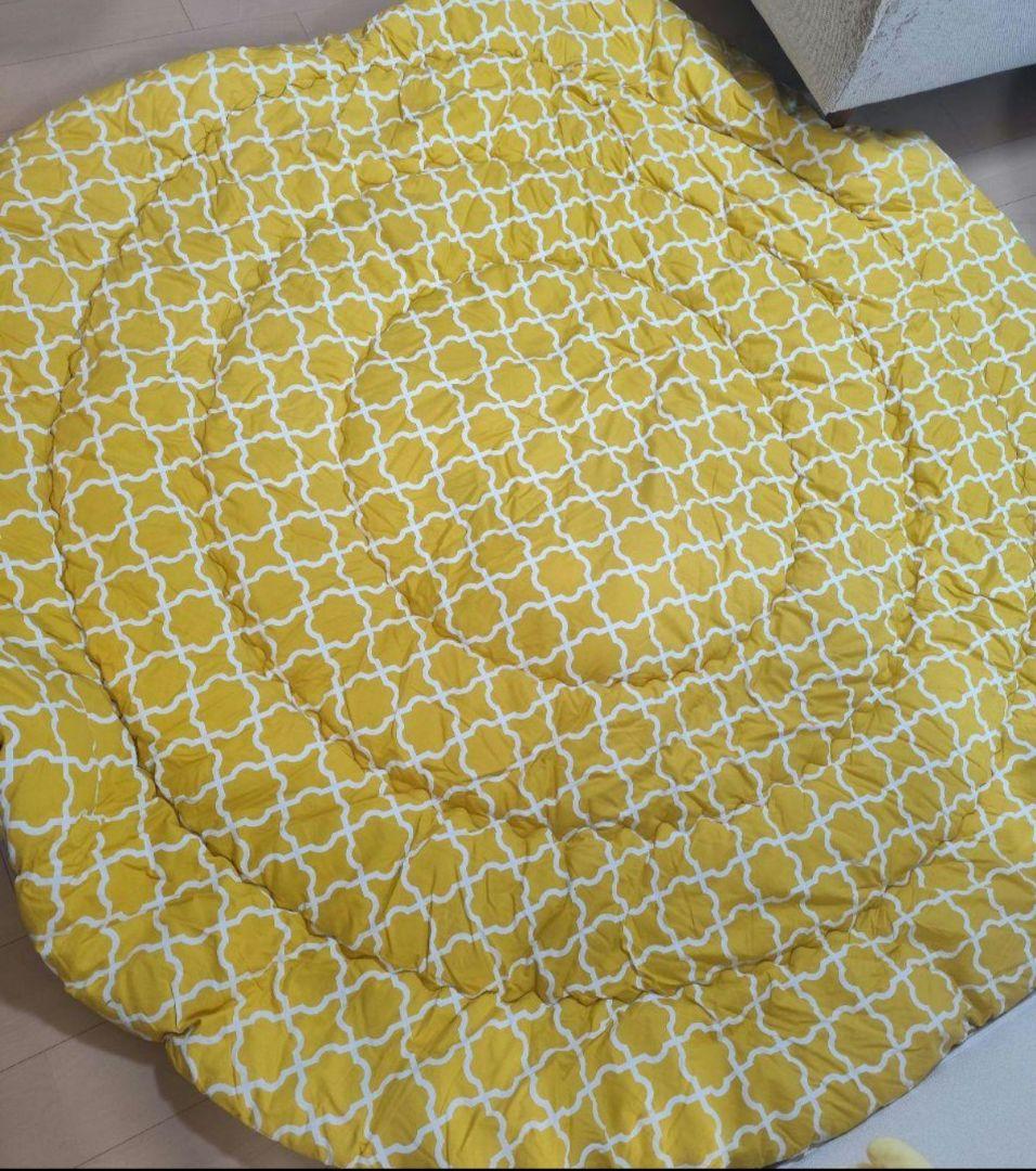 モロッカン柄*245cm*こたつ布団*イエロー*丸型