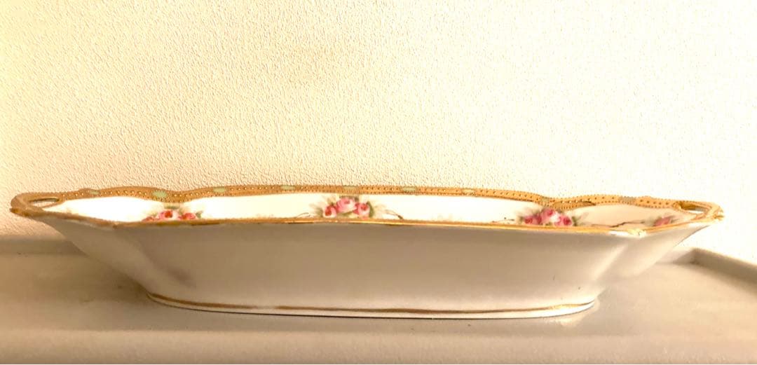 オールドノリタケ　両手付き金彩長皿