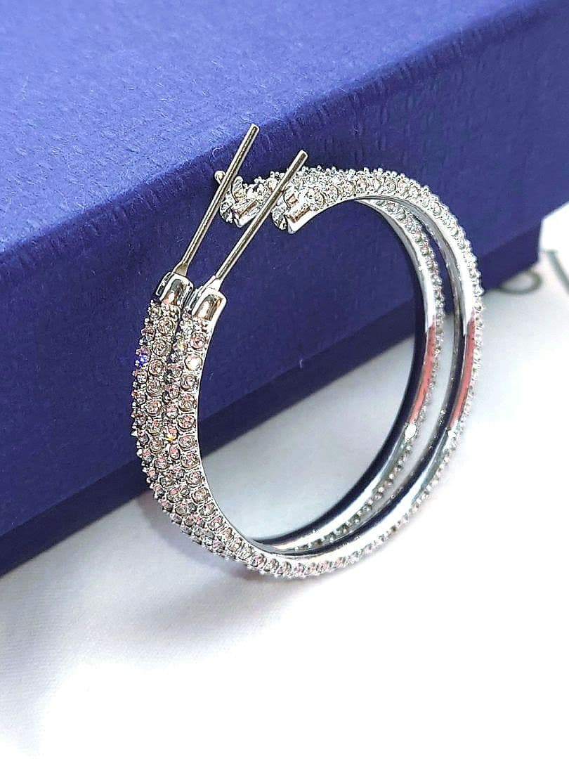 SWAROVSKI　Dextera フープピアス　パヴェ シルバーカラー