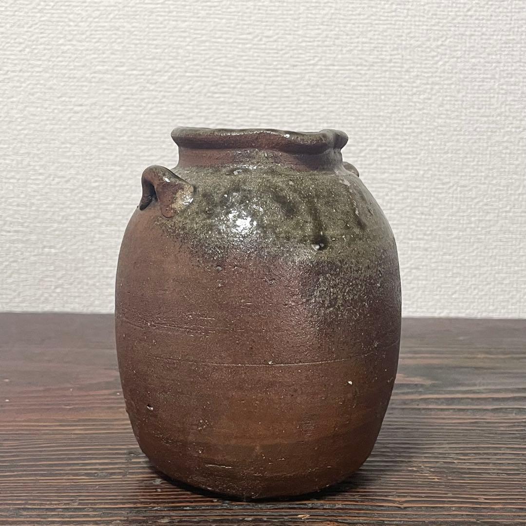 古備前 自然釉 雀口 鳶口 双耳壺 小壷 蹲 花器 花入 常滑焼 六古窯