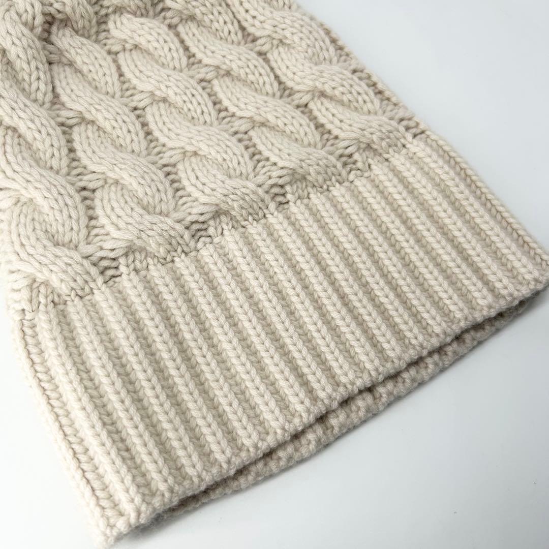 未使用級✨ドゥロワー カシミヤ100% フォックスファー アラン ニットキャップ