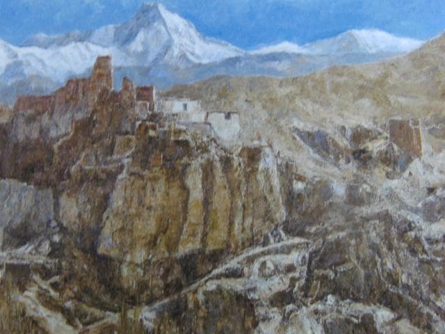 嶋津俊則、【バスゴーの城跡と僧院】、希少な画集画、新品高級額・額装付