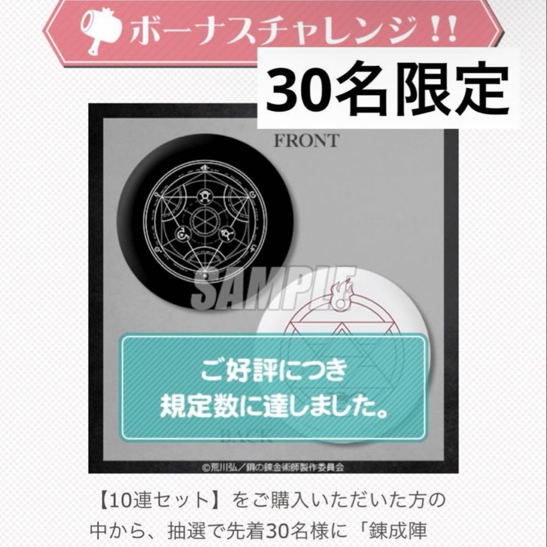 鋼の錬金術師 くじ引き堂 ボーナスチャレンジ賞 先着30名 錬成陣クッション