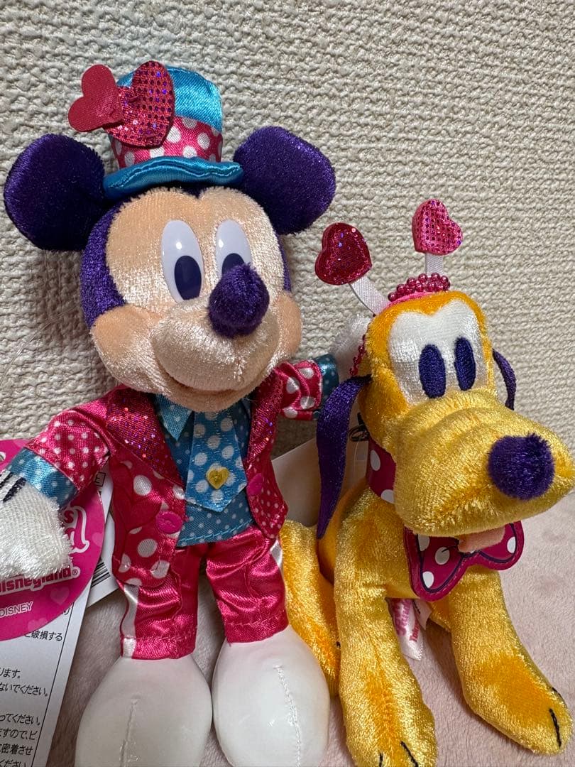 2点セット ミニーパルパルーザぬいぐるみバッジ ミッキー プルート