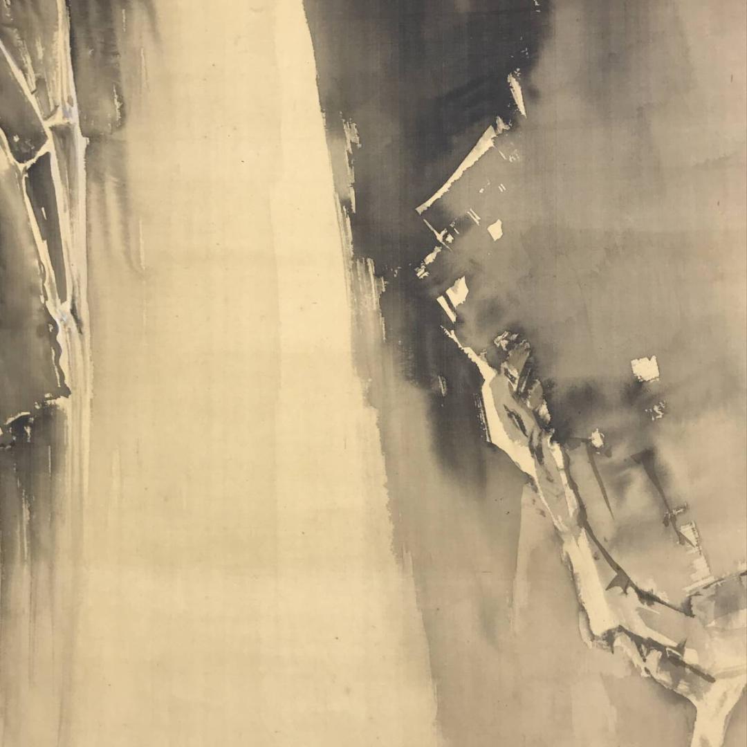 作者不詳/楽哉/寒滝風雪図/山水図/掛軸/名家伝来/AD-191