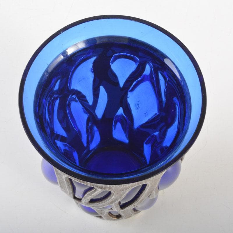 アンティーク　工芸ガラス　倉敷ガラス　小谷真三　銀巻花瓶　C　6718