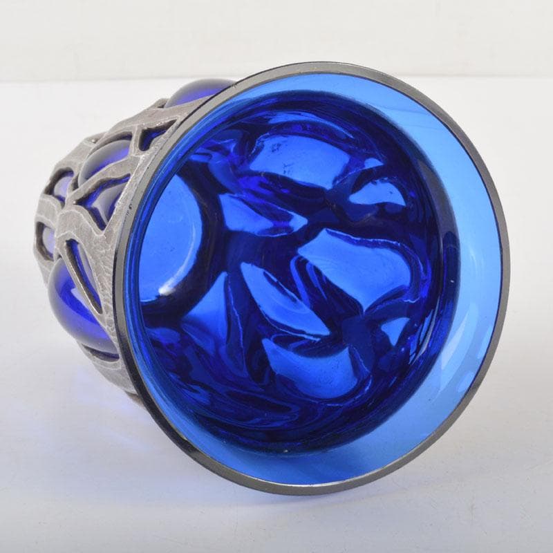 アンティーク　工芸ガラス　倉敷ガラス　小谷真三　銀巻花瓶　C　6718