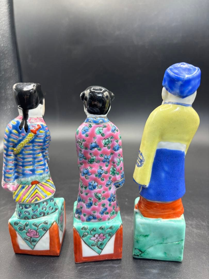 中国美術 古玩 色絵陶人形 陶器人形 高さ約17cm 置物 オブジェ 古董品