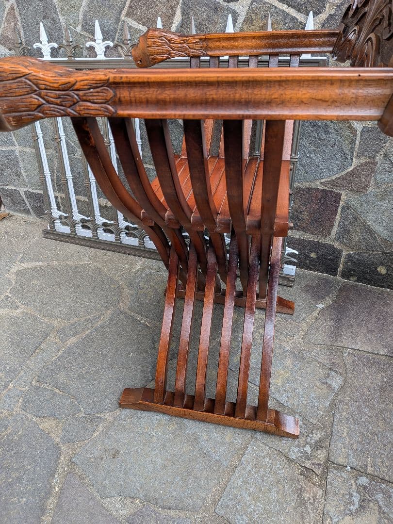 ①イタリア製　サヴォナローラチェア アンティーク家具