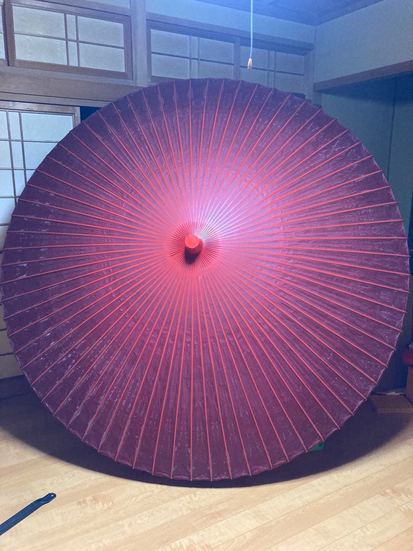 茶道具　野点傘　赤　袋と箱付き