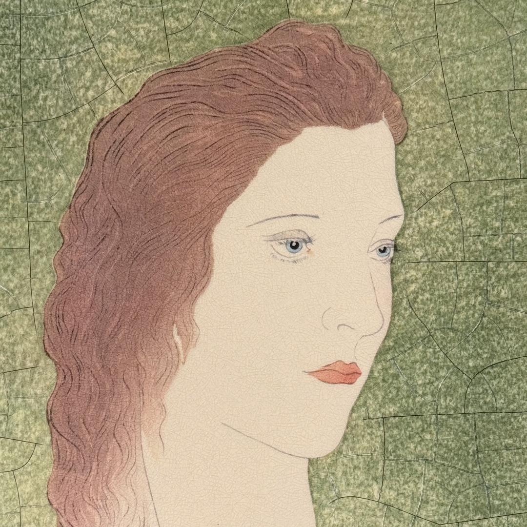 藤田 嗣治　「或る女（赤いショールの女）」　陶板画　幅41.5㎝ 高さ53.5㎝