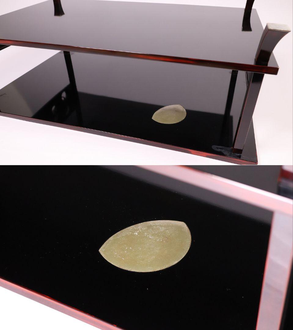 前端雅峯 二段卓 冠卓 曙塗 つぼつぼ透かし 月と草蒔絵 銀露 木製【MB53】