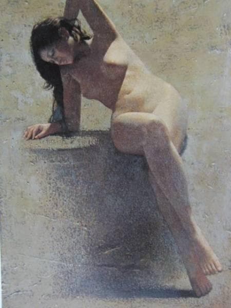 松沢茂雄、【水鏡】、希少画集画、新品高級額・額装付、状態良好