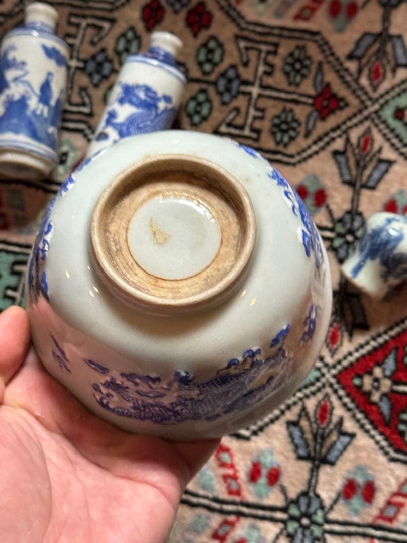 ‼️最後の値段‼️リサイクルFORT‼️中国製で青磁染付龍の図鉢