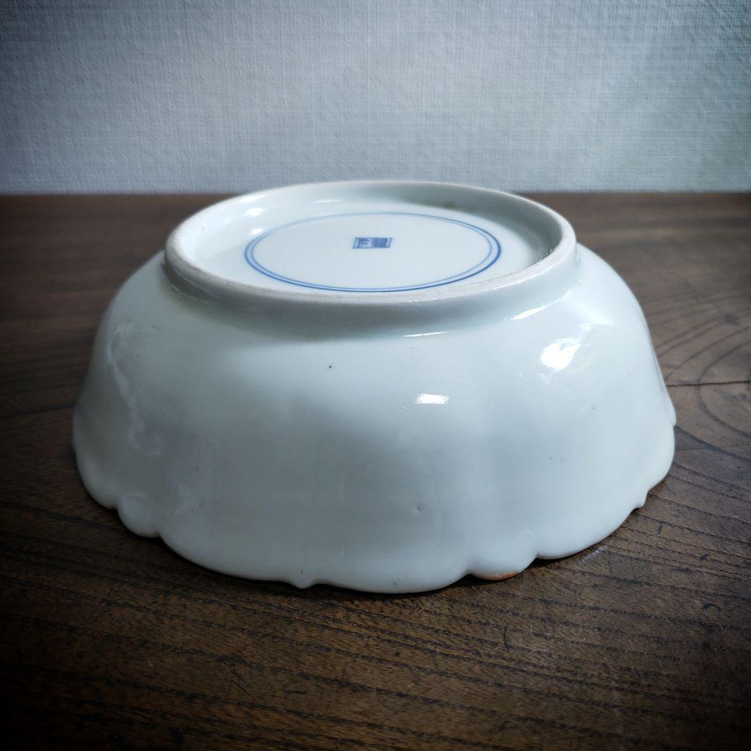 古伊万里 染付 なます皿 芙蓉手 花図 花唐草 イ号 訳あり 縁欠け 明治