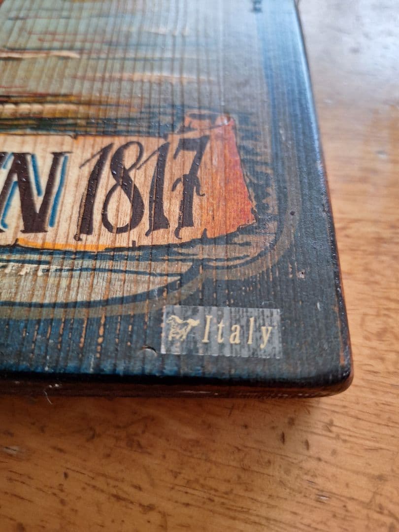 アンティーク　イタリア製　手描き木製　帆船　クイーン1817