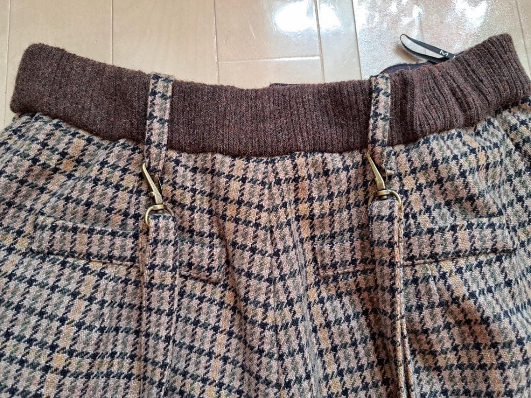 タグ付き♥♥サスペンダー付きパンツ、チェック千鳥柄MILKミルク