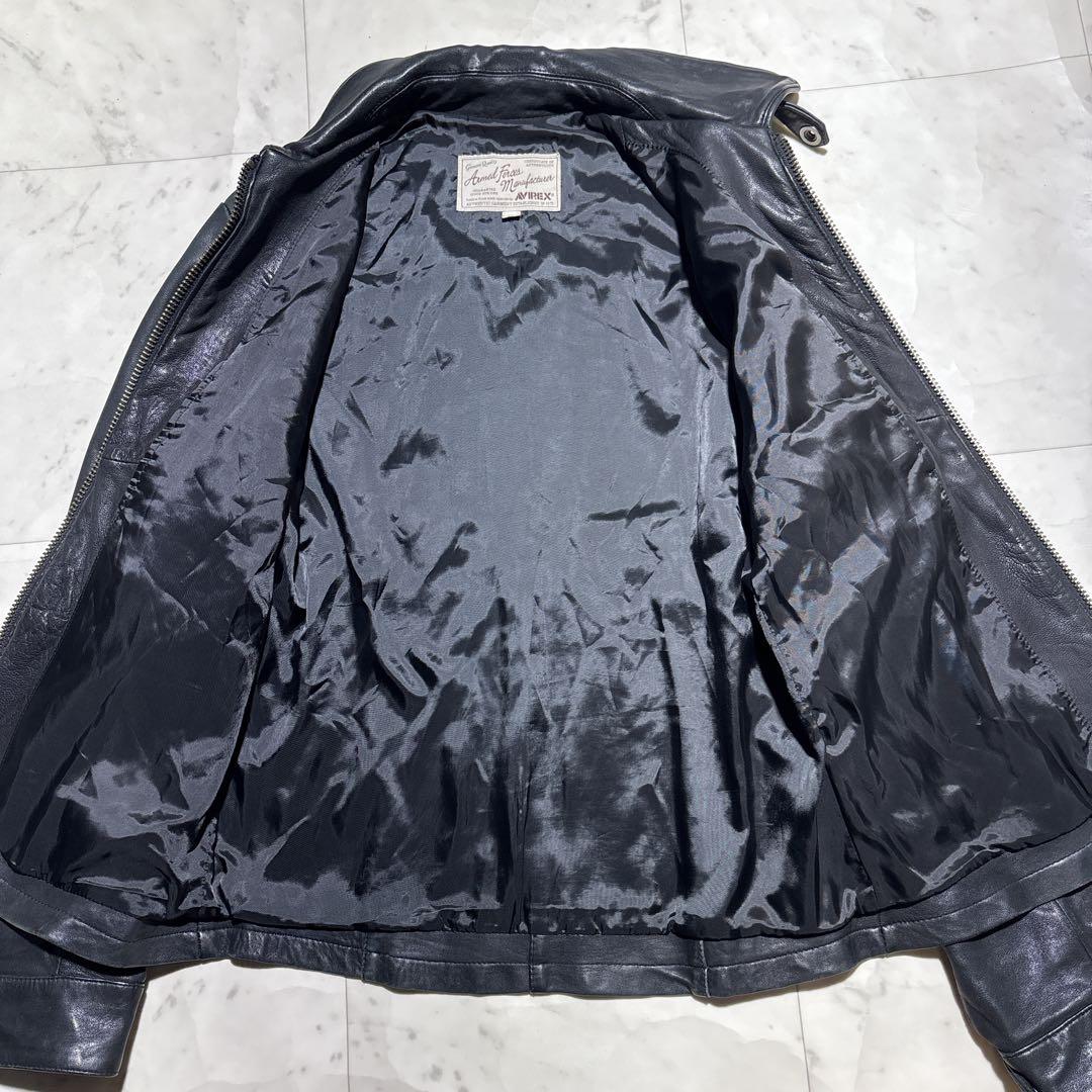 AVIREX ブラック シングルライダースジャケット M ブラック　レザー