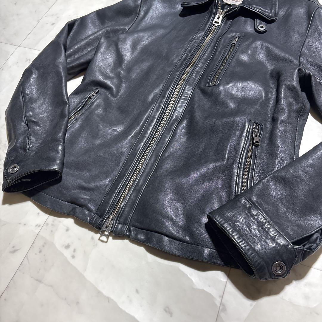 AVIREX ブラック シングルライダースジャケット M ブラック　レザー