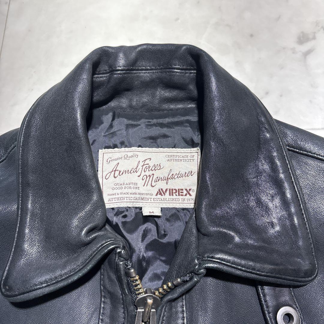 AVIREX ブラック シングルライダースジャケット M ブラック　レザー