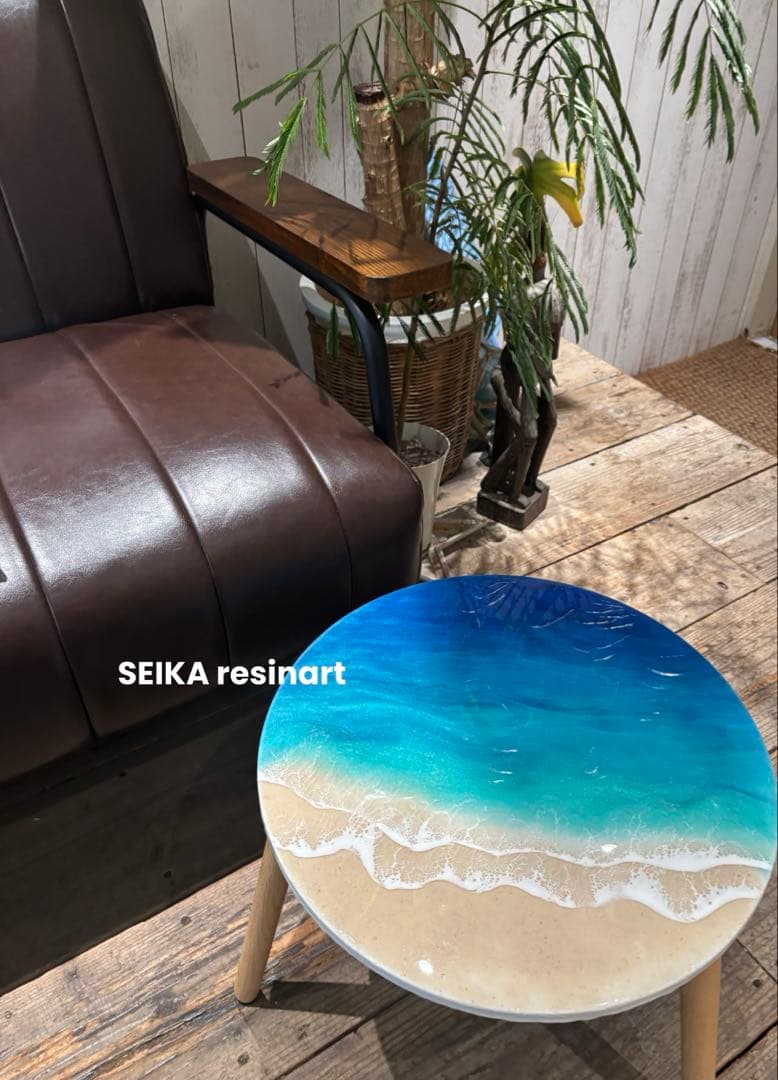 レジンアート　ミニラック　サイドテーブル　ミニラック　海レジン　ミニテーブル
