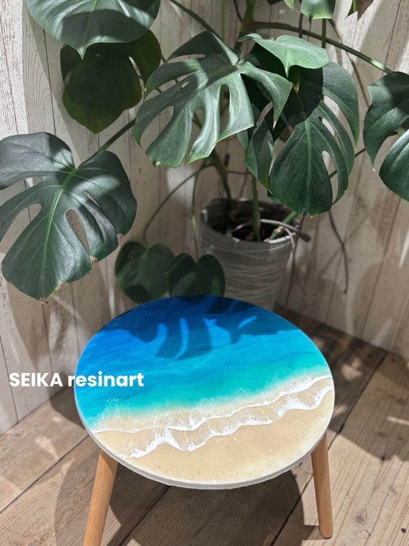 レジンアート　ミニラック　サイドテーブル　ミニラック　海レジン　ミニテーブル