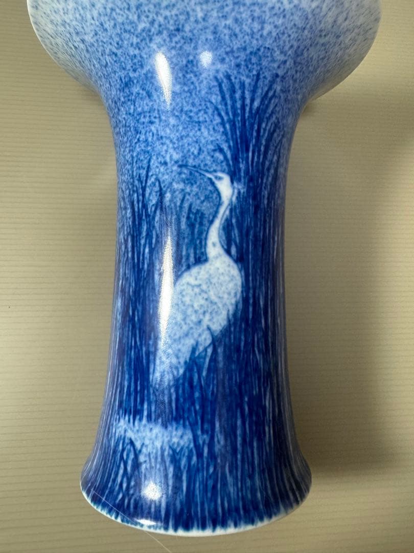 2116 深川製磁　染付鶴文　花瓶