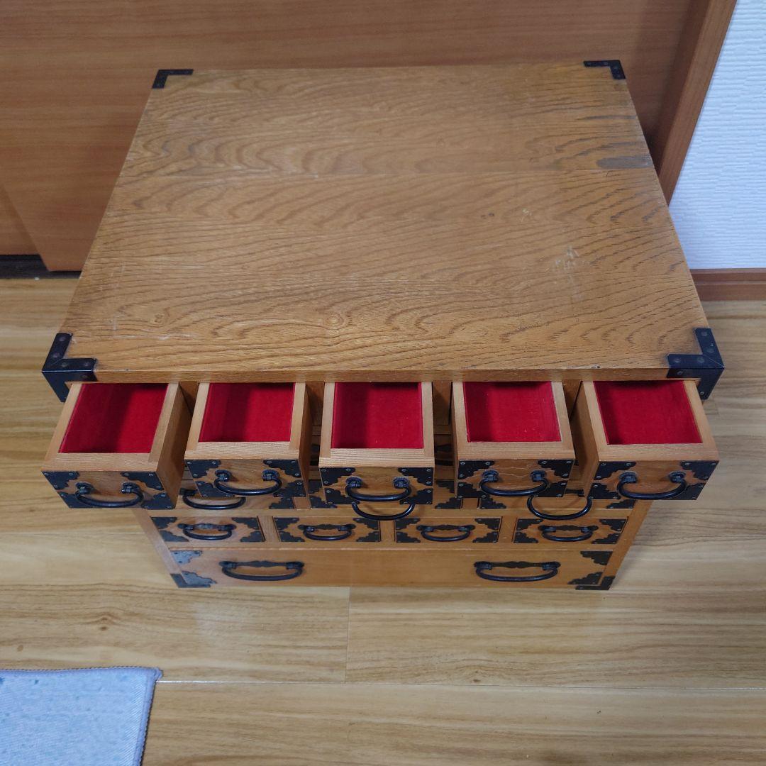 骨董品　薬箪笥　薬箱　小箪笥　5段小引き出し　17杯　昭和レトロ　和箪笥