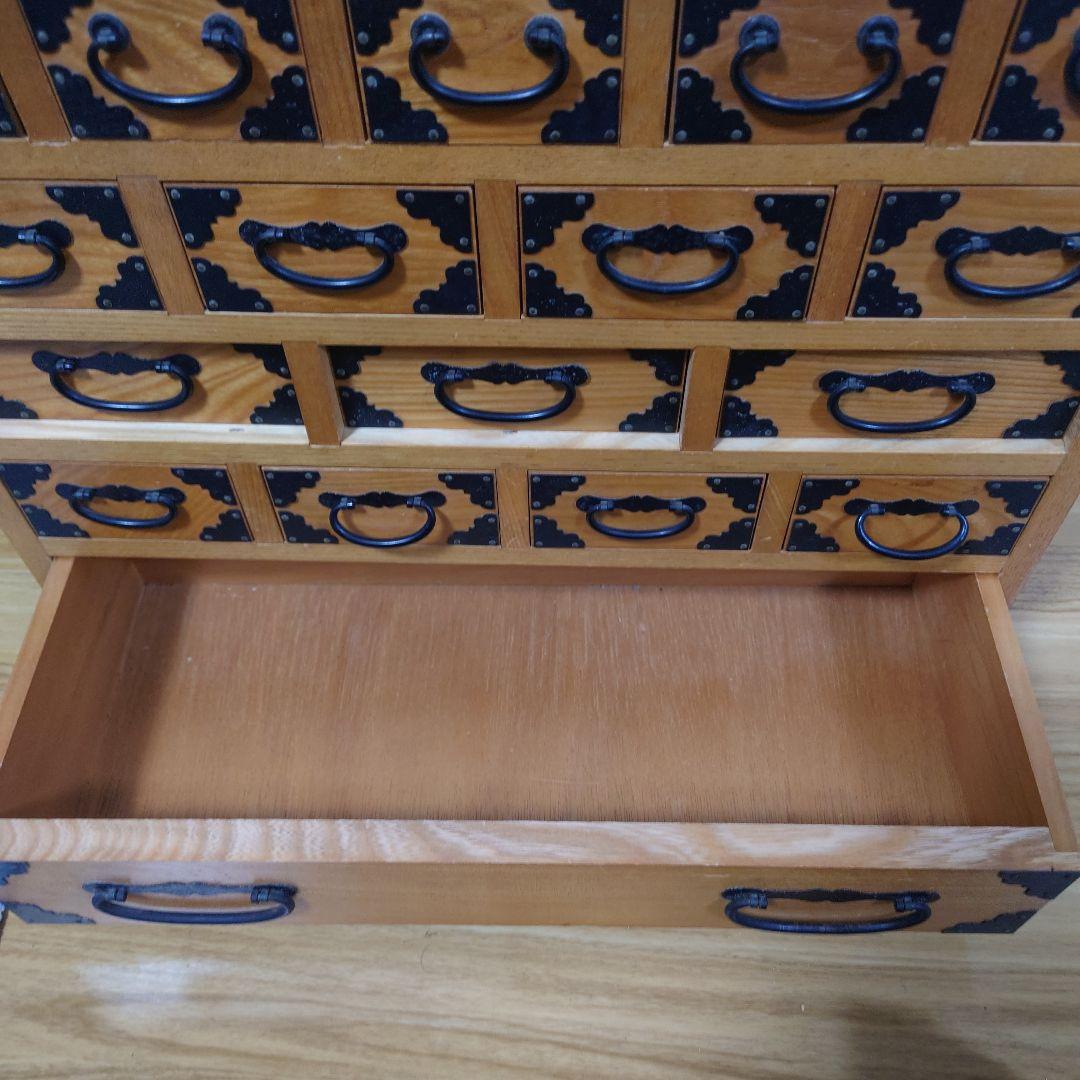 骨董品　薬箪笥　薬箱　小箪笥　5段小引き出し　17杯　昭和レトロ　和箪笥