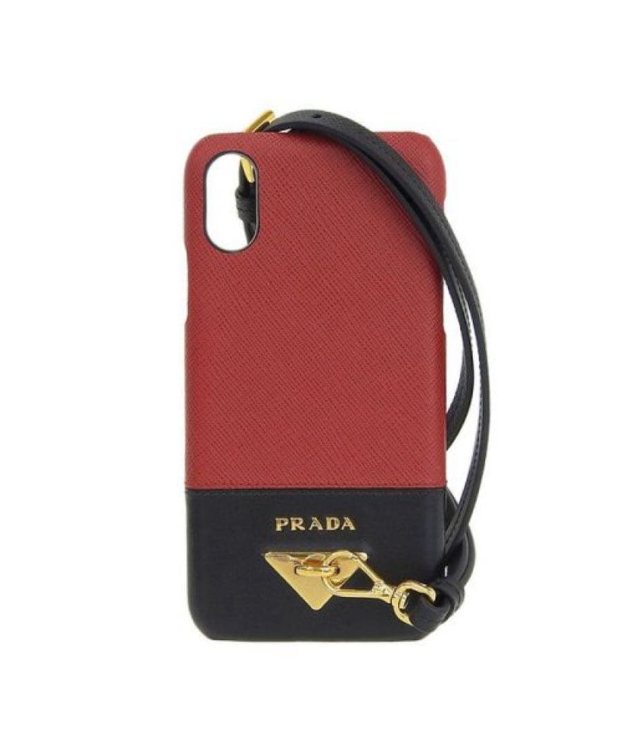 PRADA サフィアーノレザー iPhoneケース 赤黒