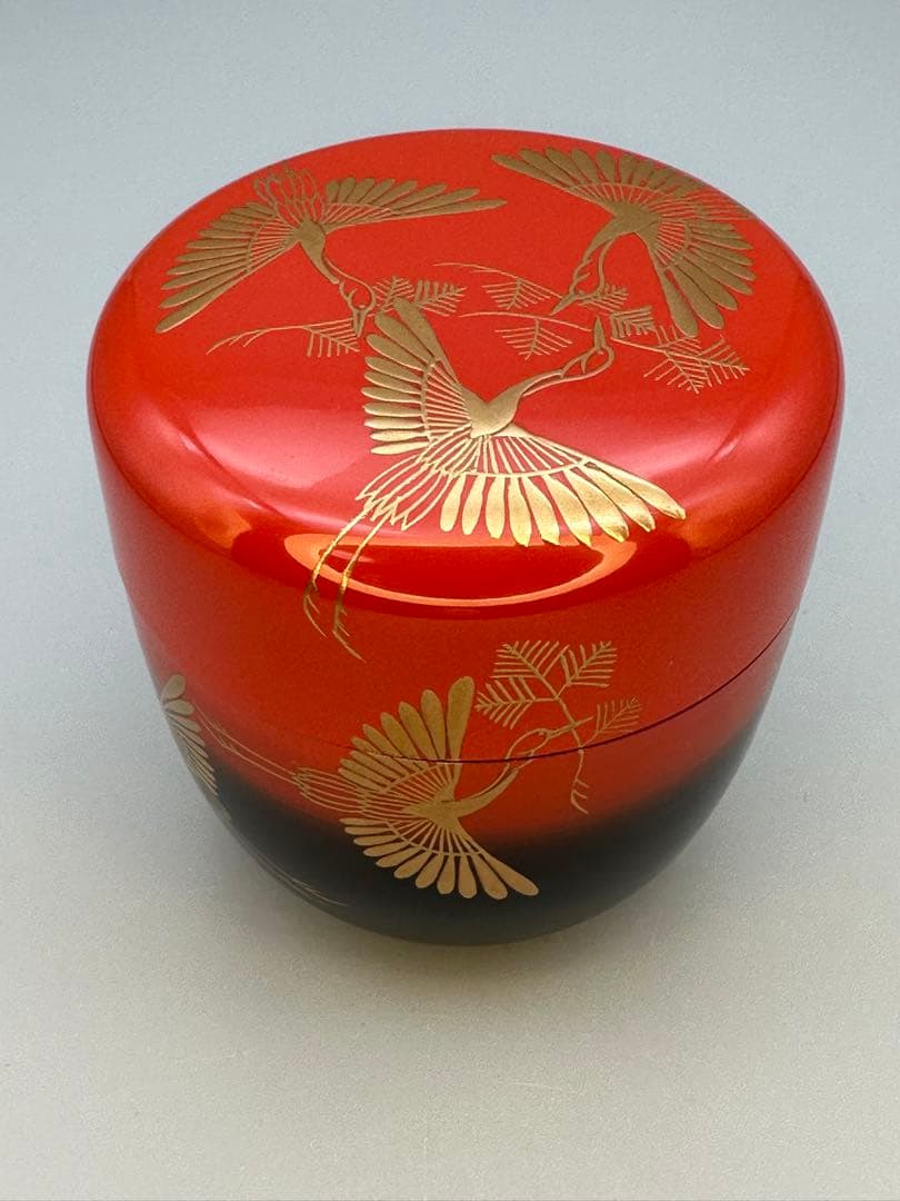 茶道具　棗　中村恭蔵　松食鶴蒔絵