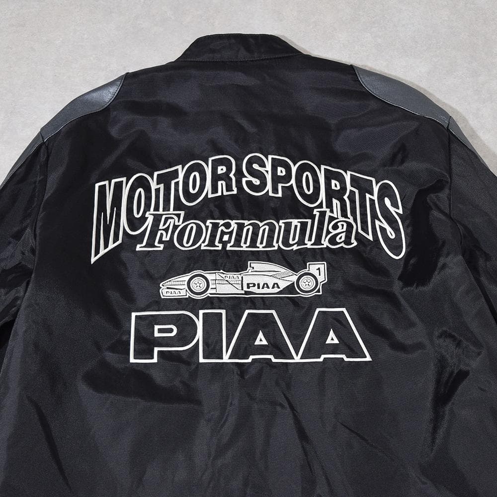当時物 80s PIAA 中嶋悟 F1 刺繍 レザー レーシングジャケット 黒