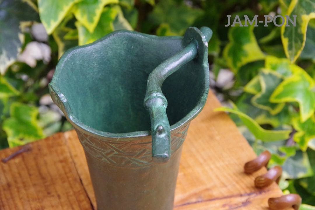 【長期保管品/当時物昭和レトロ】南部鉄器(鋳鉄/鋳物) 吊るし花器/猿手3本付き