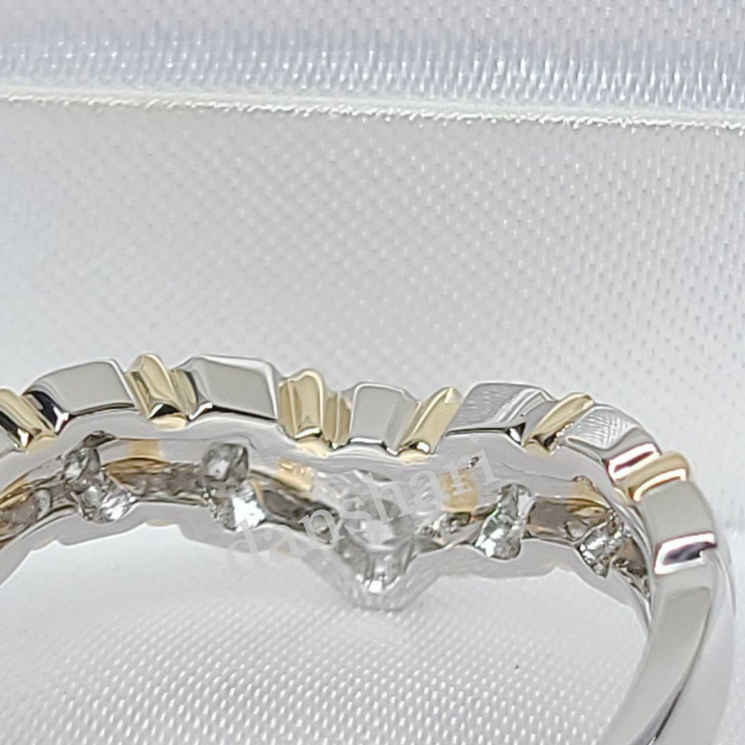 新品同様/Ｐt900 K18/アンブローズ V字 /高級ダイヤモンドリング