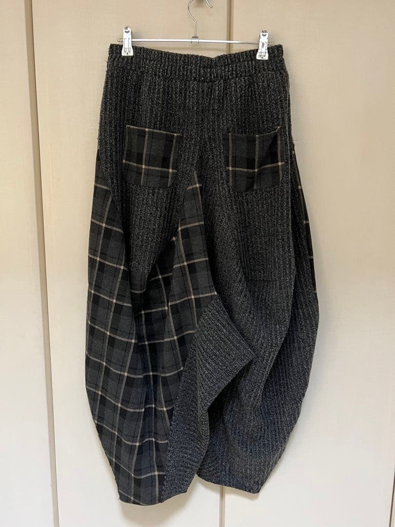 サルエルパンツ チェック切り替え