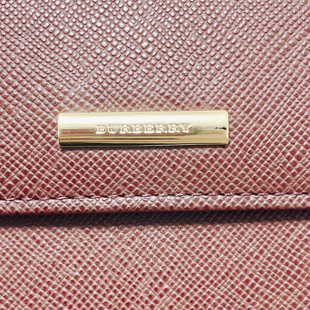 ・未使用　BURBERRY バーバリー　レザー二つ折り財布　ワイン