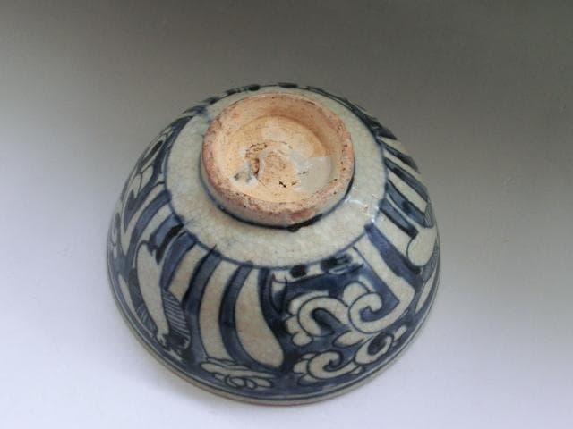茶碗■鉢 古い染付 鷺（さぎ） 花唐草 お茶道具 菓子器 古玩 時代物 骨董品■
