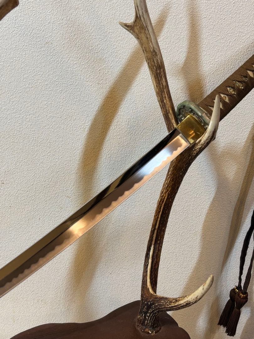 軍刀革鞘付き竹刀日本刀模造刀日本軍指揮官刀全長106cm