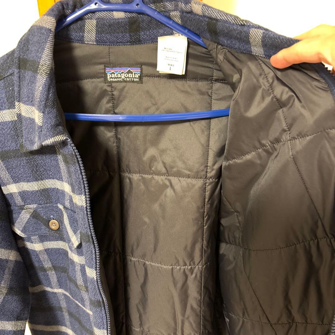 す*中様 Patagonia ネイビー グレー チェックジャケット　Lサイズ　メ