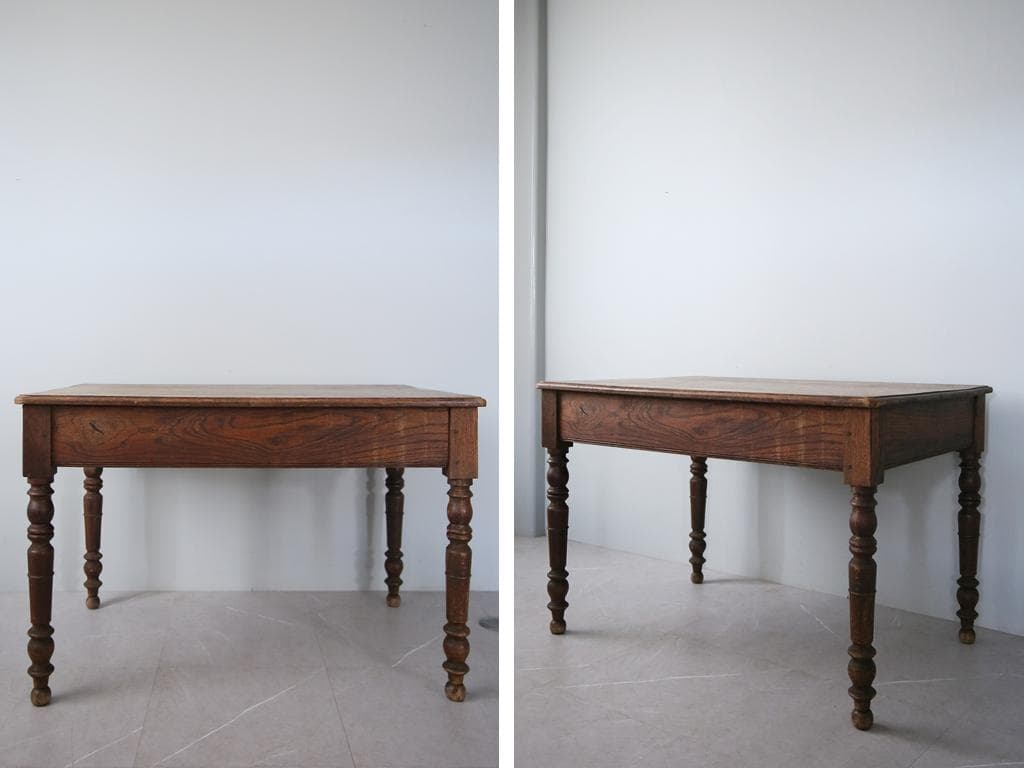 フランスアンティーク木製ダイニングテーブル/机/作業台デスク/飾り棚90-171