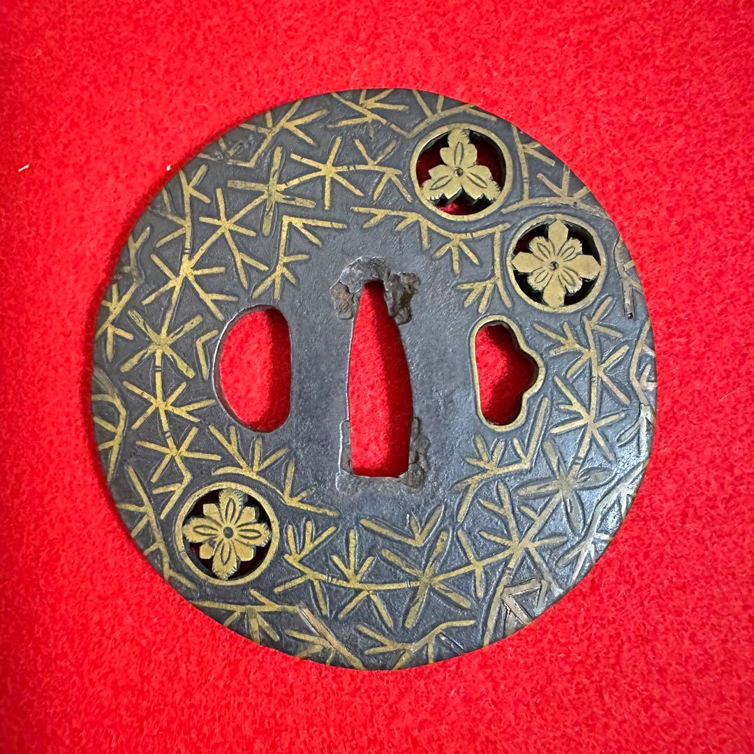 鉄地　金象嵌刀装具 鍔 刀鍔 骨董品 鉄地 鐔 武具　鉄瓶蓋 10個セット